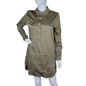 UNTUCKit Shirt Dress Womens Medium Olive Green‎ Glynis Long Sleeve Popover Tunic
